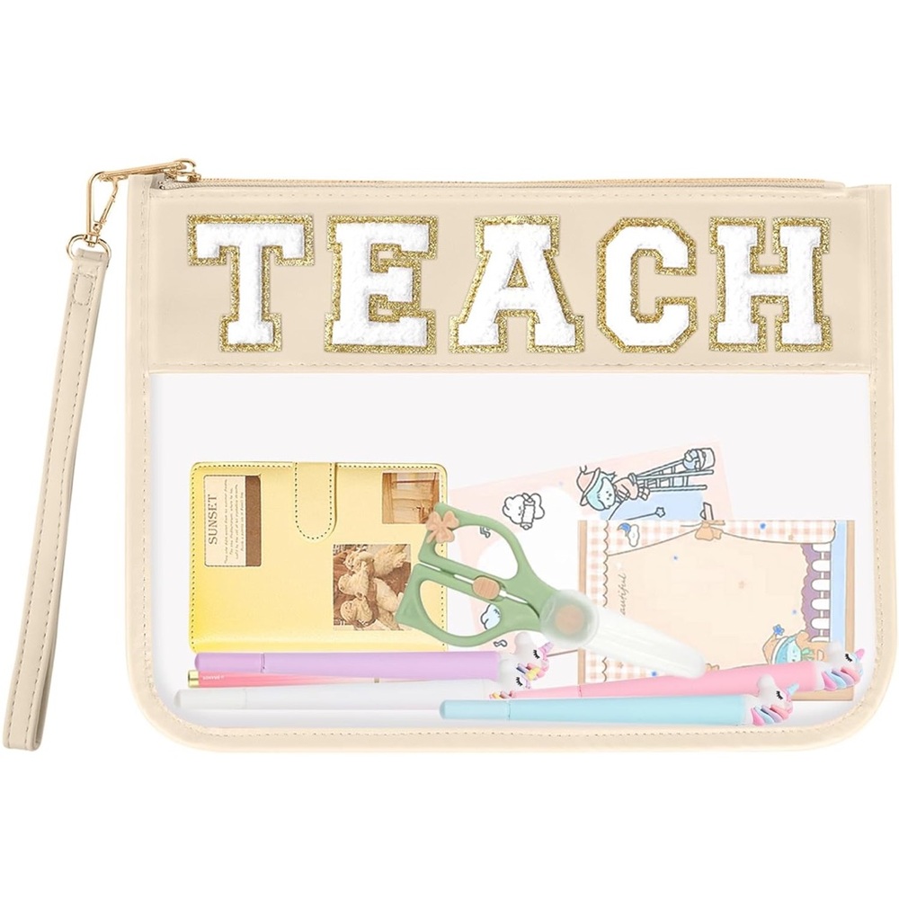 White 'TEACH' Clear Pouch